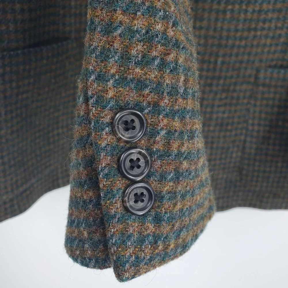 Vintage L.L. Bean Wool Blend‎ Thinsulate Old Money USA Green Plaid Blazer Jacket